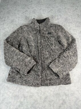 North Face Mossbud Insulated Reversible Fleece Jacket Women Medium Black & Grey